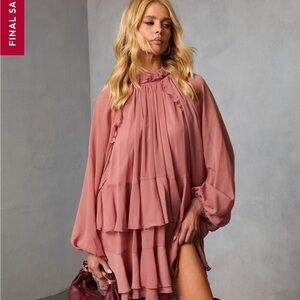 Vici Mauve Tiered Mini Dress